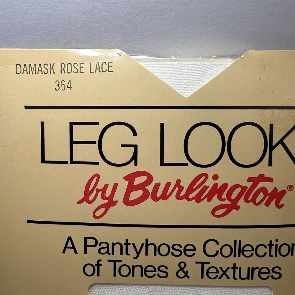 VTG  Burlington Leg Looks Textured Pantyhose Rose & Bow Lace Summer Net Sz M